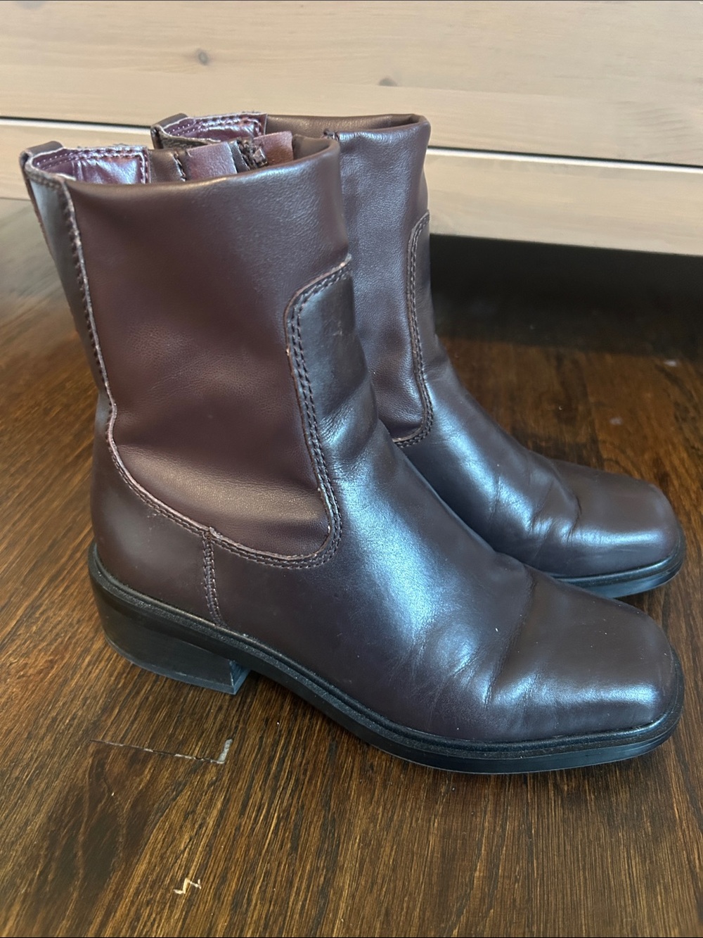 Franco Sarto Leather Ankle Boots - Dark Brown
